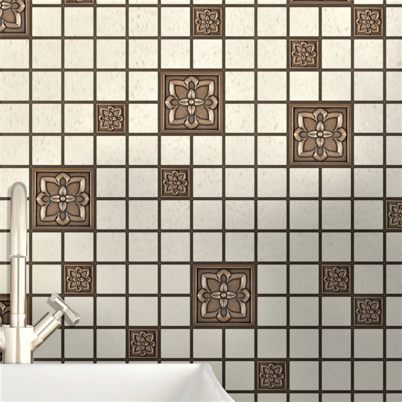 Crown 2'' x 2'' Hand Painted Resin Decorative Accent Tile, Bronze
