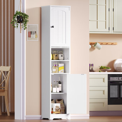 Tall Bathroom Storage Cabinet, 66.5" H Slim Bathroom Cabinet Storage with Adjustable Shelves