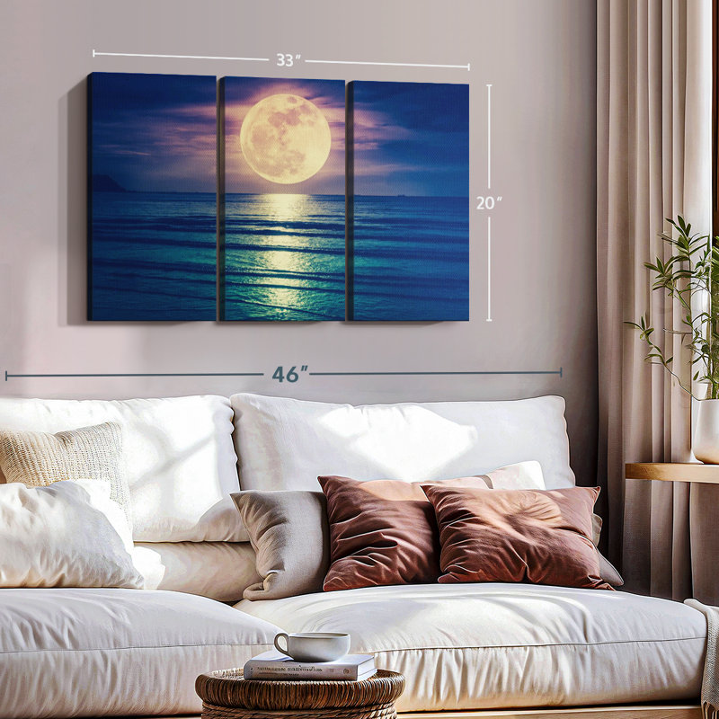 «Lune jaune» 3 pièces, H 20 po x l 33 po x P 1,25 po