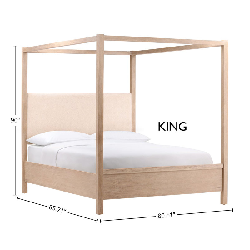 Emmalyn Solid Pine Wood Panel Bed, Everest Cream, Eastern King, King