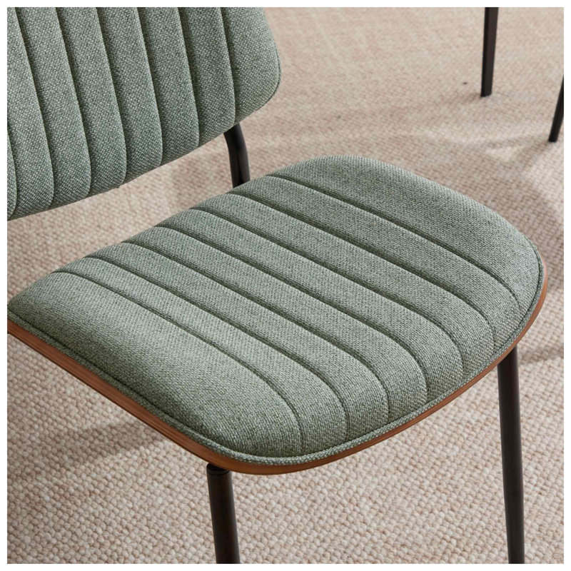 Chaises de salle à manger en lin vert olive l 22,6 po x P 19 po x H 32,8 po Retro