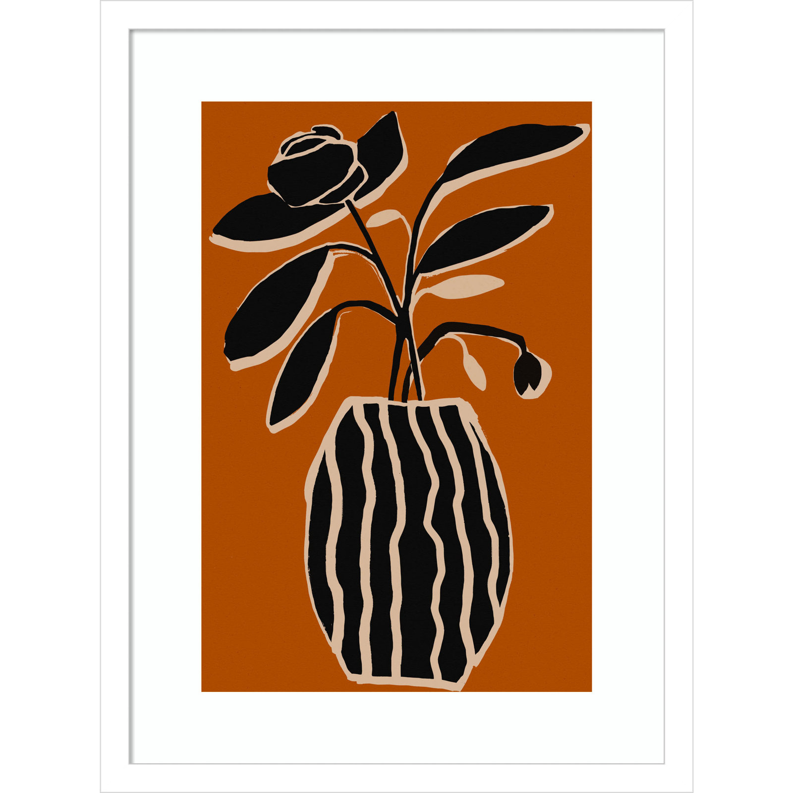 Ochre Still Life No 5 by Treechild, 21" H x 16" W x 1" D, White Framed