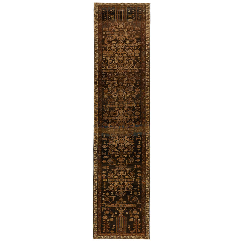 4x13 Brown and Camel Turkish Oushak Runner