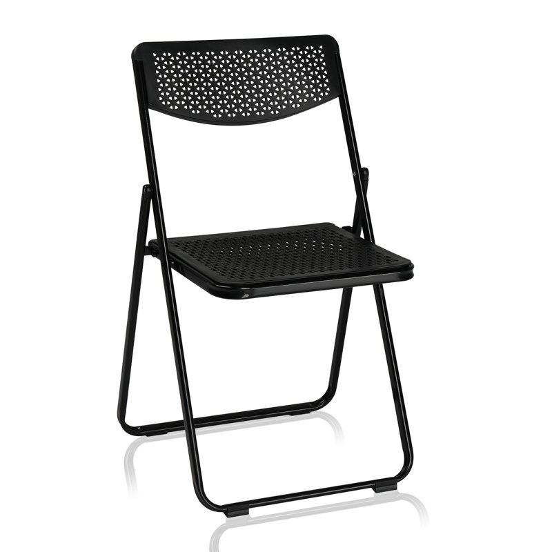 Chaises pliantes en plastique à motif ajouré, Noir