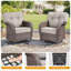 Ensemble de conversation pour patio en osier de 6 pièces avec table carrée et chaises pivotantes Fiorillo-2139454860
