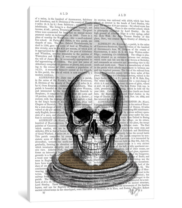 «Skull in Bell Jar», impression sur toile, H 26 po x l 18 po x P 1,5 po, Toile tendue, Pas de tapis
