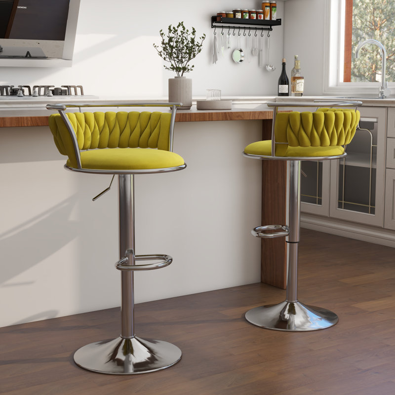 Christal Height Adjustable Swivel Bar Stool, Olive Drab, Silver