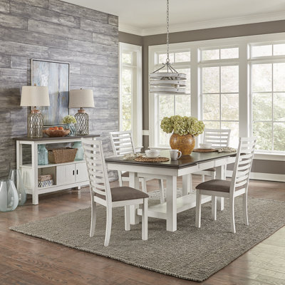 Luz Trestle Dining Table Set w/ 4 Upholstered Chairs