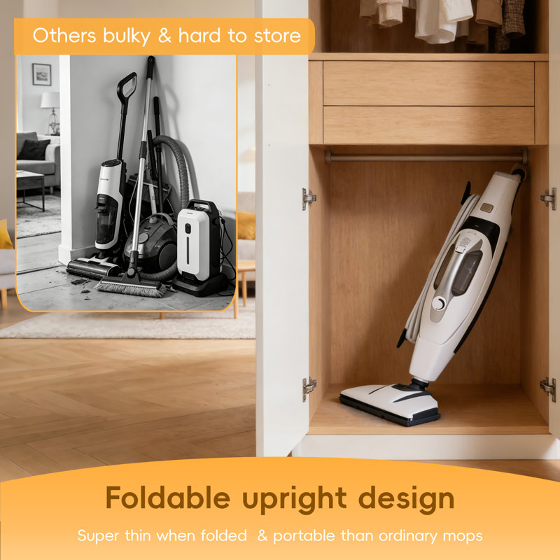 10-in-1 1550W Fast Heat Steam Mop  with Detachable Handheld Steamer for Multi-Surface Home Cleaning，silver, Foldable