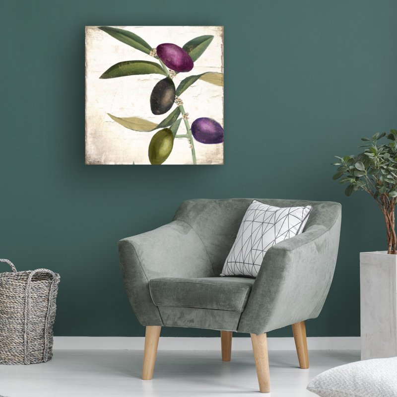 Art sur toile, rameau olive Sasha, H 14 po x l 14 po