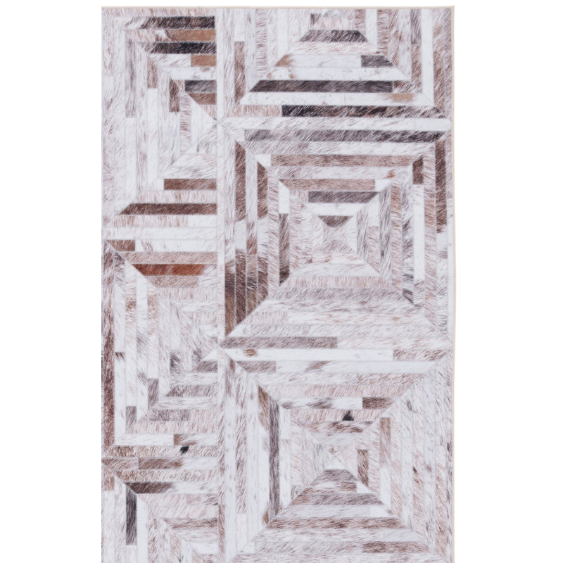 Tapis géométrique beige / brun, Rectangle 6 pi x 9 pi
