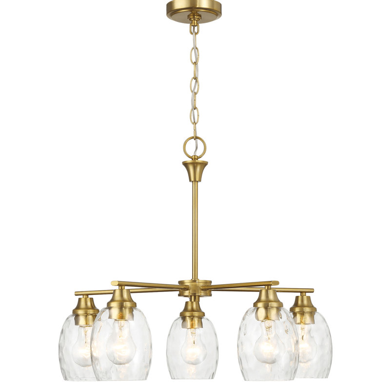 Lustre à cinq lumières avec accoudoirs linéaires à finition laiton doré l 24 po x H 8,5 po Elegance