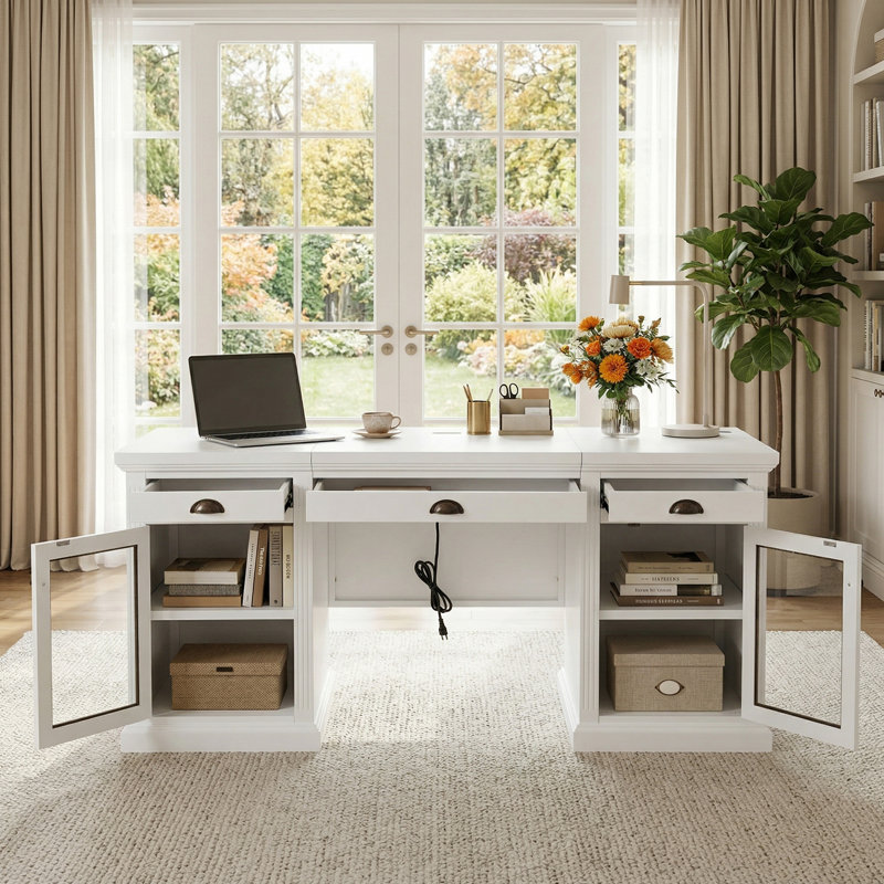 Bureau de direction 67,8 po Farmhouse, Porte vitrée