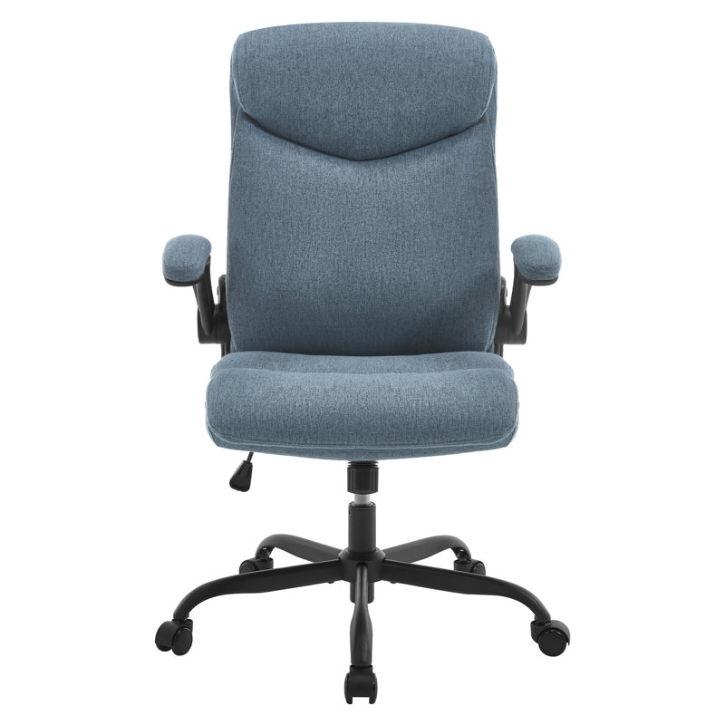 Office Chair, Executive Chair, Ergonomic Chair, Tilting Function, Headrest, Folding Armrests, Padded Seat, Blue