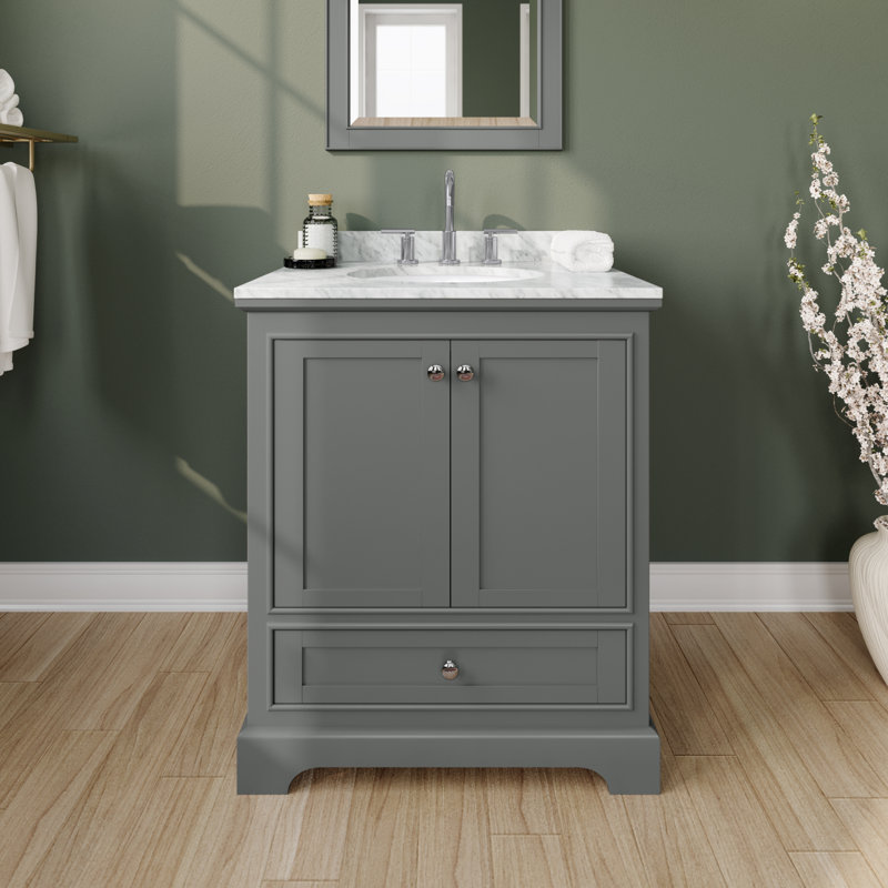 Ensemble de meuble-lavabo simple 30 po Deborah, Gris foncé, Chrome poli poli