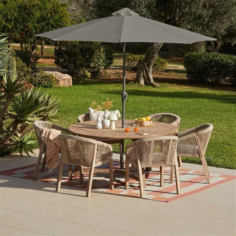 6 - Person Acacia Wood Patio Dining Set with Rectangular Table