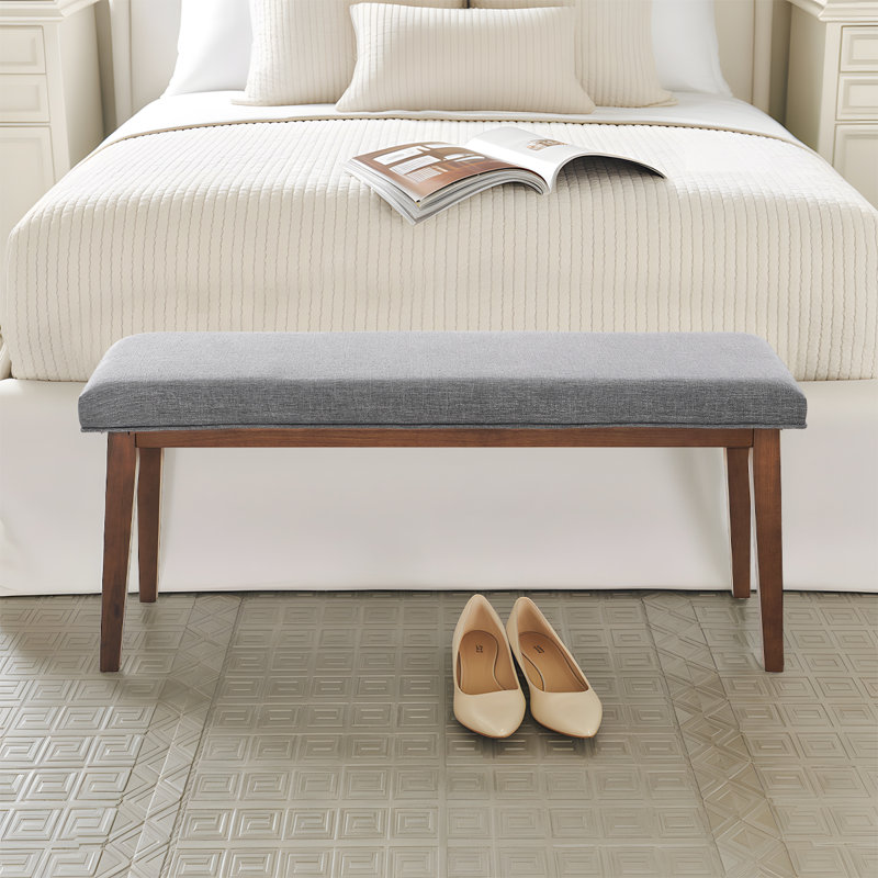 Banc rembourré en lin Modern, Gris