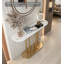 Console de style contemporain en marbre et métal doré, canapé d'entrée peu encombrant-133573578