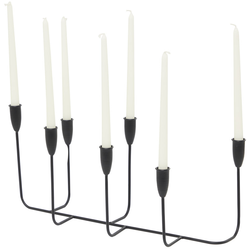 Modern metal candelabra holder Galya, Noir, H 9,65 po x l 21,2 po x P 8,05 po