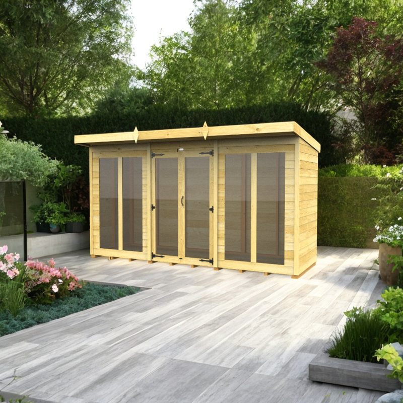 Pent Summer House (Full Height Window), 201.3cm H x 362cm W x 118.1cm D