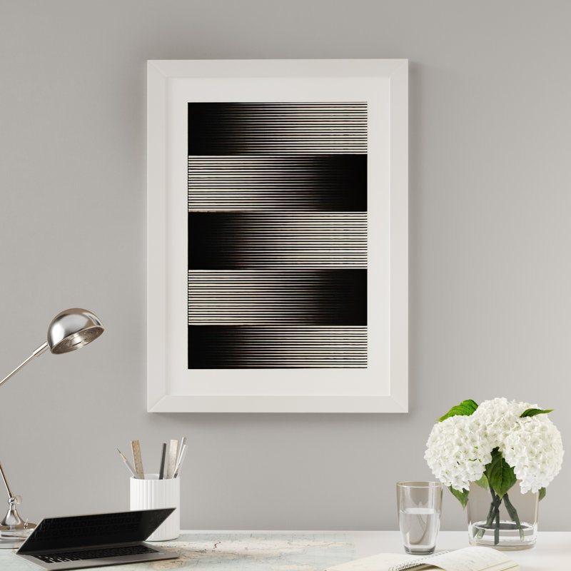 «Modern Art- Grayscale» - Impression d'art graphique, Toile tendue, H 12 po x l 8 po x P 0,75 po