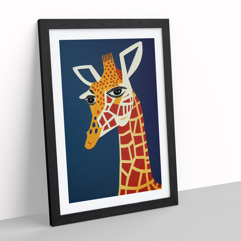 Giraffe Art No.4 - Wall Art, Black, 64cm H x 46cm W x 2cm D