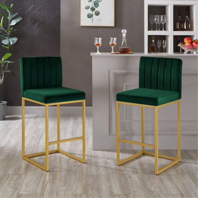 Tabouret à hauteur de comptoir moderne avec dossier plein et pieds robustes en fer, ensemble de 2 chaises de bar polyvalentes