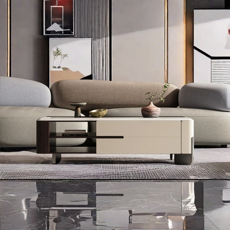 Table basse moderne simple et luxueuse, H 16,53 po x L 51,18 po x l 27,55 po