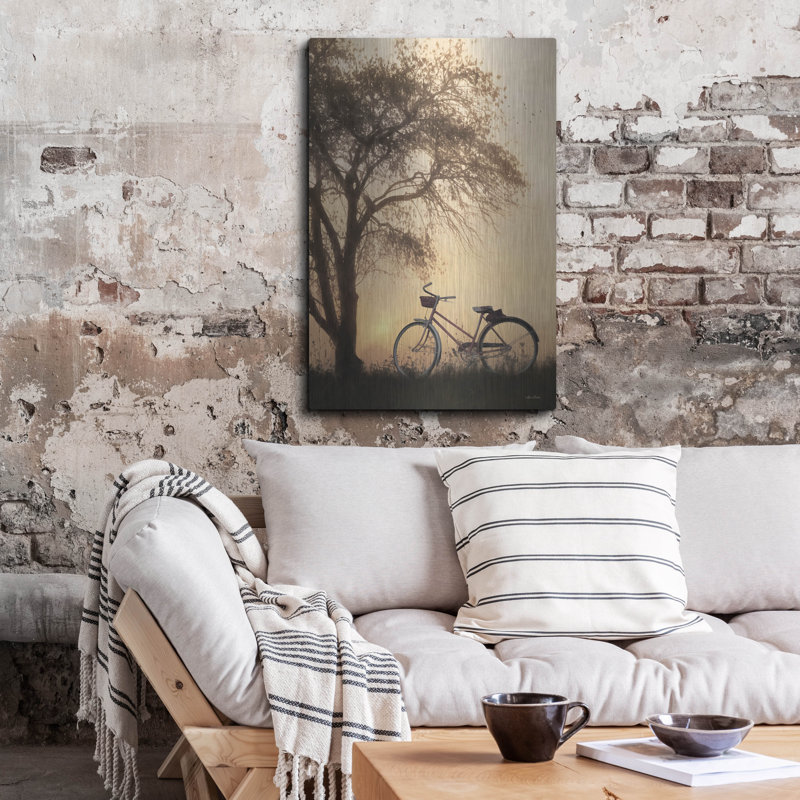 «Foggy Morning Sunrise» par Lori Deiter, art mural en métal luxueux, 24 po x 36 po