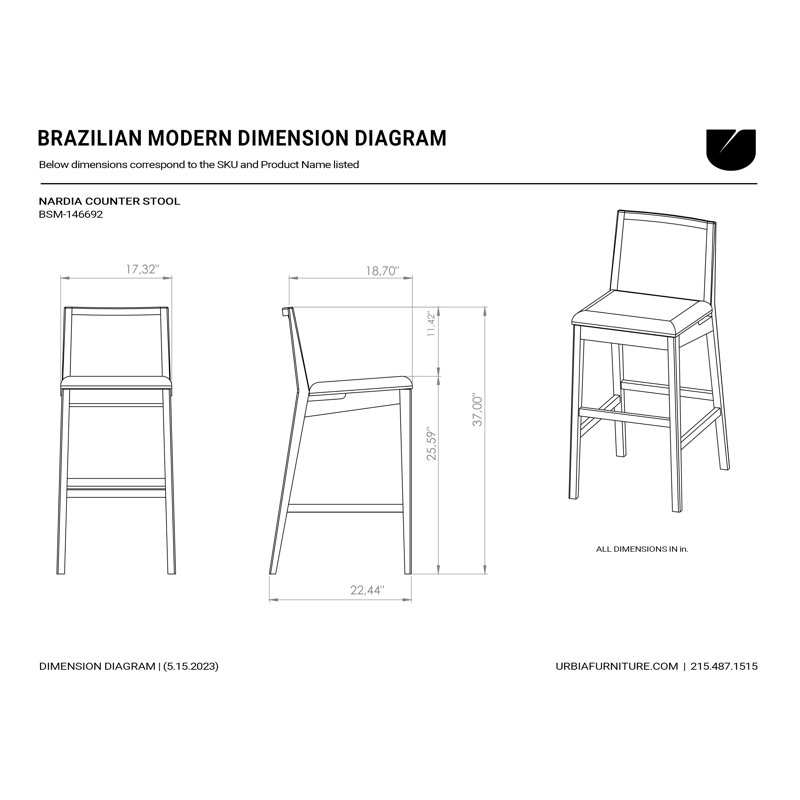 Modern Brazilian Nardia Cane Bar Stool, Counter Stool (25.5" Seat Height), Light Gray/Nogal/Natural