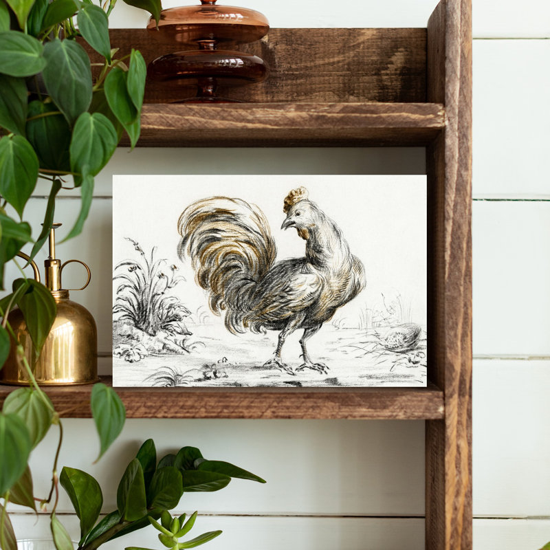 Art mural coq contemporain, H 18 po x l 12 po