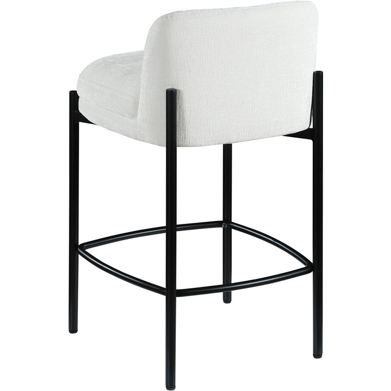 Tabouret de comptoir 26 po Burton, Tissu chenille crème