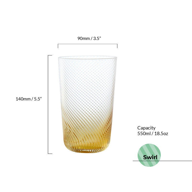 Swirl 18.5oz. Glass Highball Glass Glassware Set