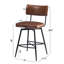Ensemble de 2 tabourets de comptoir pivotants 26 "rétro, ensemble de 2 tabourets de comptoir brun avec structure en fer, coussin éponge en polyuréthane, repose-pieds, convient à la cuisine / chambre à coucher / salle à manger.-1846400538