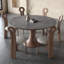 Table de salle à manger en bois fritté massif et frêne massif + bois manufacturé gris et brun-106915957