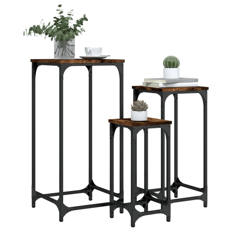 17 Stories Nesting Side Tables 3 Pcs Smoked Oak Engineered Wood