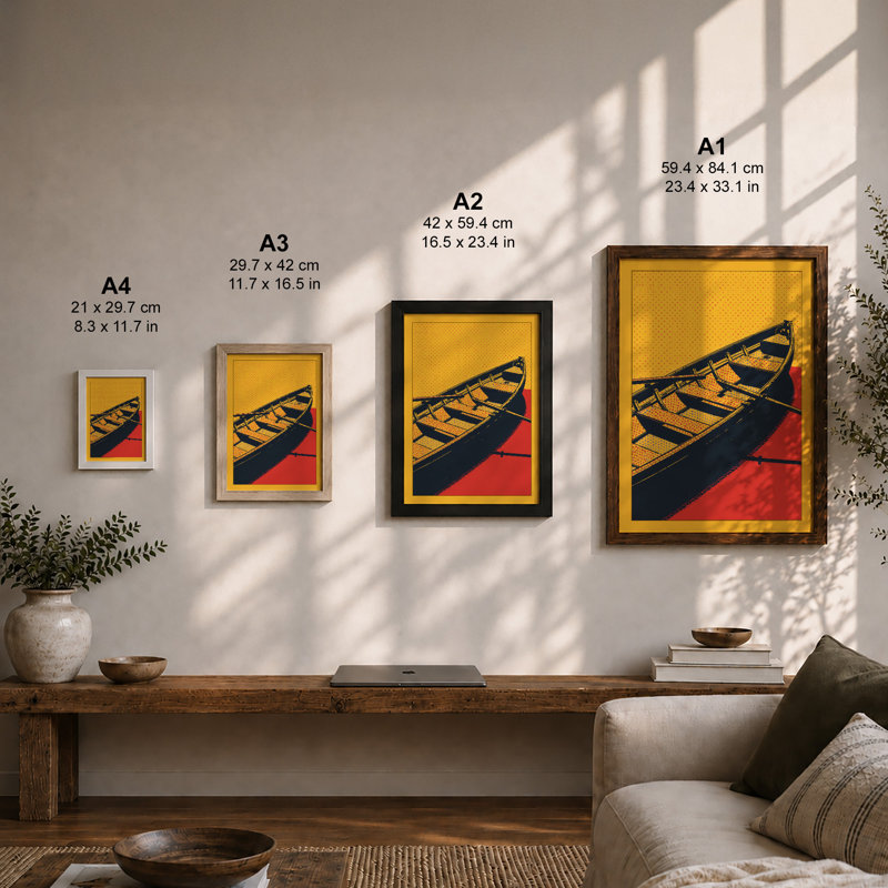 Geometric Rowboat Modern - Print, Unframed, A2 - 59.4 x 42.0 cm