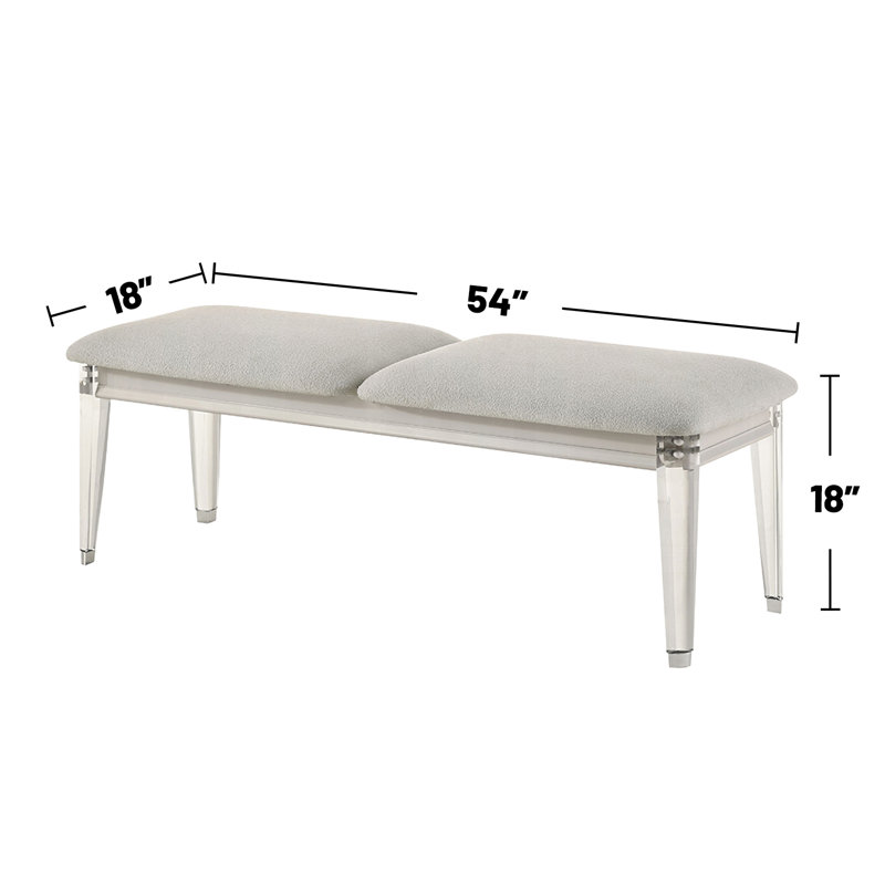 Banc rembourré avec pieds en acrylique Boucle