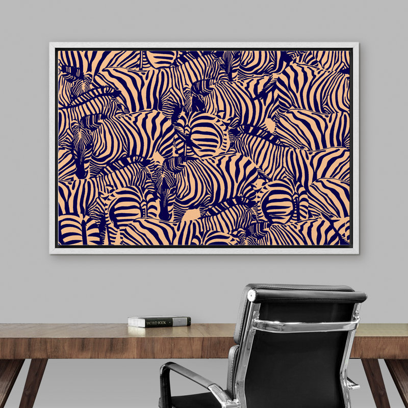 «Profile Of Zebra Herds», art graphique sur toile flottante, H 24 po x l 36 po x P 1,5 po, Cadre blanc