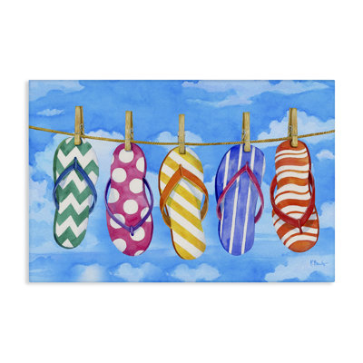 Flip Flops on Clothesline Canvas Wall Art by Paul Brent