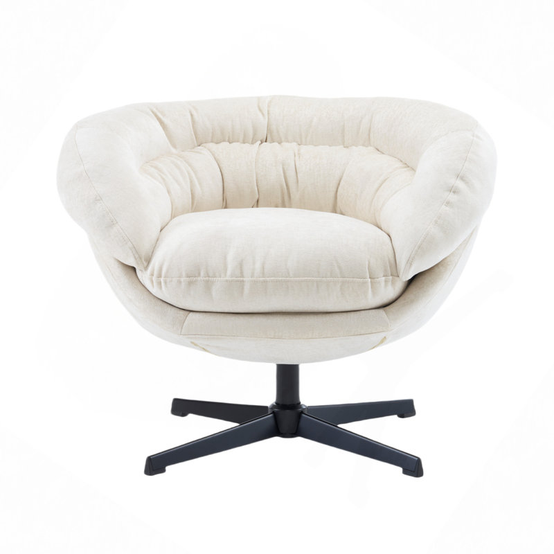 Upholstered Swivel Accent Chair, Beige Chenille