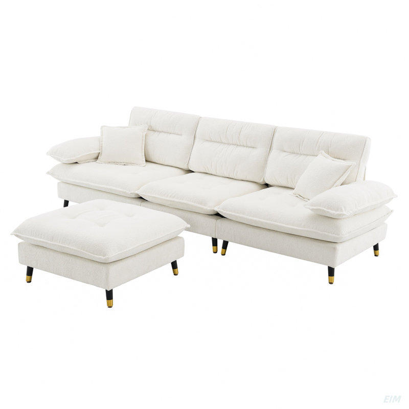 Canapé modulaire en L, canapé en tissu de chenille nuage (modulaire), Chenille blanche