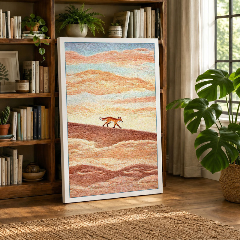 Fox In Desert Light Boho - Print, 24x16 - 61.0 x 40.6 cm, White Border