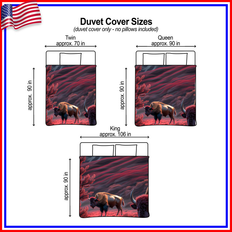 Bison dans un paysage rouge housses de couette, Grand lit