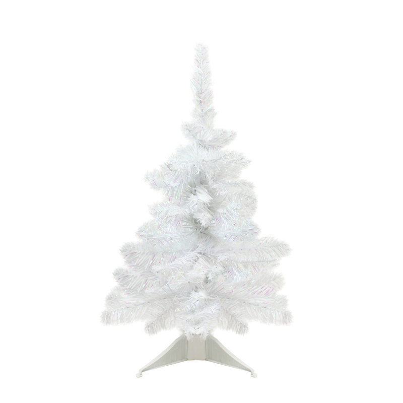 18" x 13" White Glimmer Iridescent Spruce Artificial Christmas Tree - Unlit