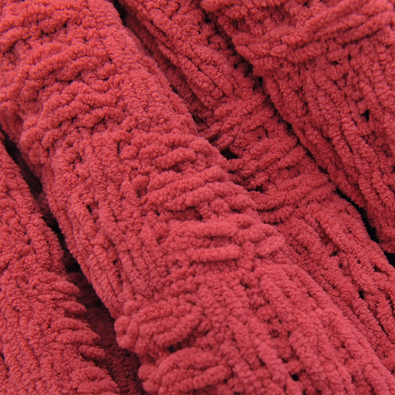Jeté en tweed torsadé, Rouge, 60 po x 80 po
