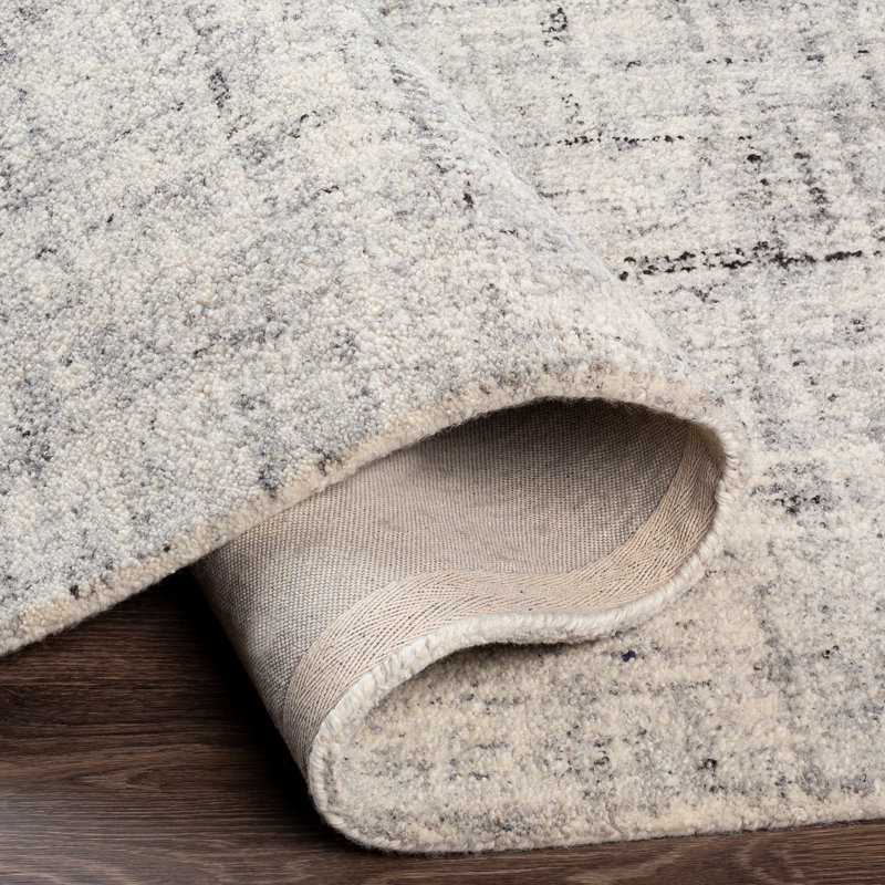 Tapis gris clair en laine touffeté à la main Plimoth, Rectangle 8 pi 10 po x 12 pi