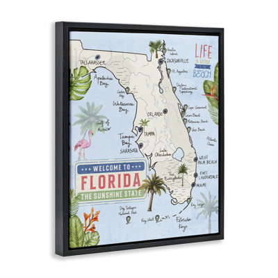 Florida Map Beach Life Floater Canvas Wall Art, design by Kim Allen