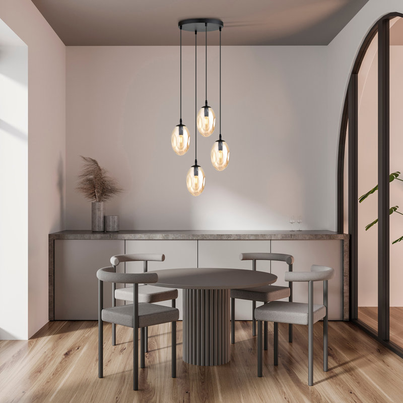 Amanjot 4 - Light Black Cluster Pendant, Beige