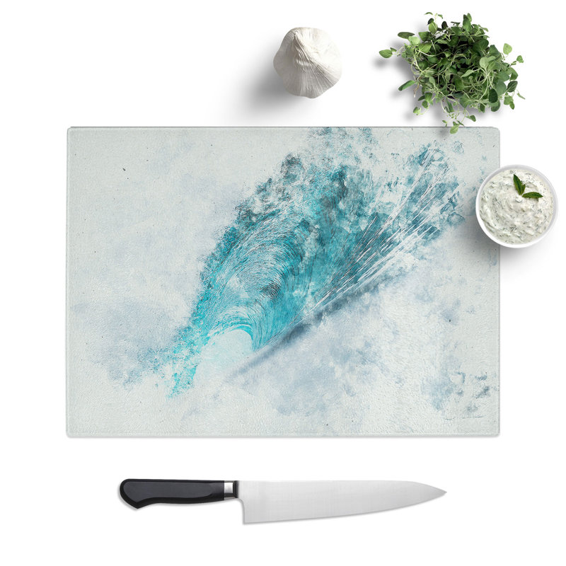 Tempered Glass Curve of the Ocean Wave Chopping Board, 20 cm x 28.5 cm